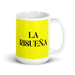 La Risueña The Smiley One Funny Home Office Work Coffee Mug Mexican Spanish Pride Gift White Glossy Cup Yellow Card Mug Mexicada 15 oz