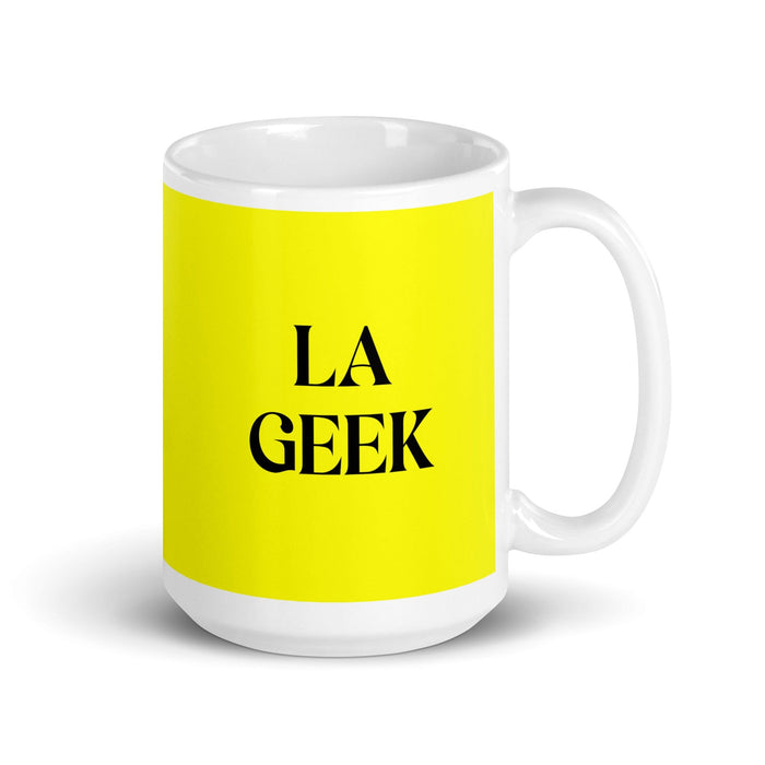 La Geek The Geek Funny Home Office Work Coffee Mug Mexican Spanish Pride Gift White Glossy Cup Yellow Card Mug Mexicada 15 oz