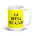 La Reina Del Caos The Queen Of Chaos / The King Of Chaos Funny Home Office Work Coffee Mug Mexican Spanish Pride Gift White Glossy Cup Yellow Card Mug Mexicada 15 oz