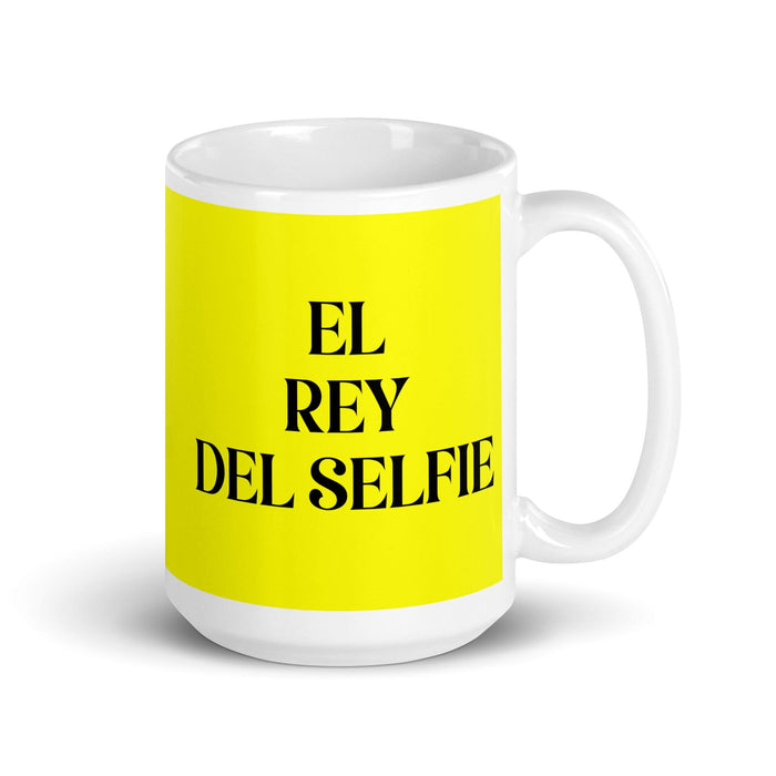 El Rey Del Selfie The Selfie Queen / King Funny Home Office Work Coffee Mug Mexican Spanish Pride Gift White Glossy Cup Yellow Card Mug Mexicada 15 oz