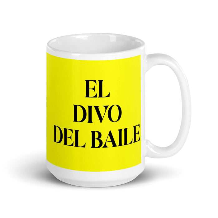 El Divo Del Baile The Dance Diva Funny Home Office Work Coffee Mug Mexican Spanish Pride Gift White Glossy Cup Yellow Card Mug Mexicada 15 oz