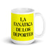 La Fanática De Los Deportes The Sports Fan Funny Home Office Work Coffee Mug Mexican Spanish Pride Gift White Glossy Cup Yellow Card Mug Mexicada 15 oz