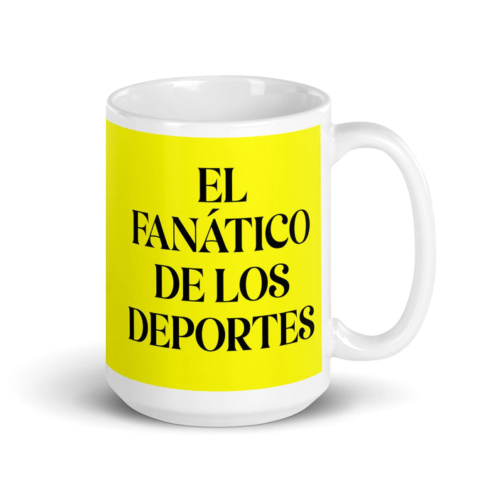 El Fanático De Los Deportes The Sports Fan Funny Home Office Work Coffee Mug Mexican Spanish Pride Gift White Glossy Cup Yellow Card Mug Mexicada 15 oz