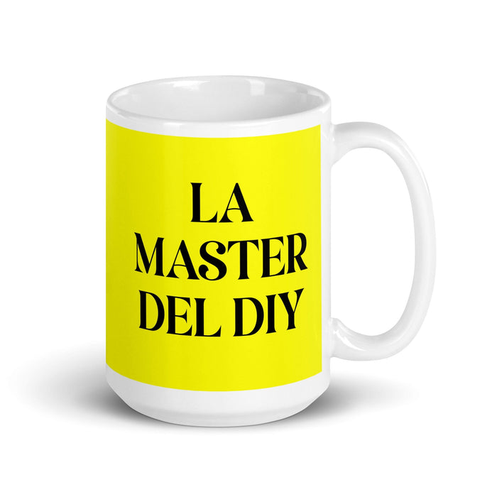 La Master Del Diy The Diy Master Funny Home Office Work Coffee Mug Mexican Spanish Pride Gift White Glossy Cup Yellow Card Mug Mexicada 15 oz