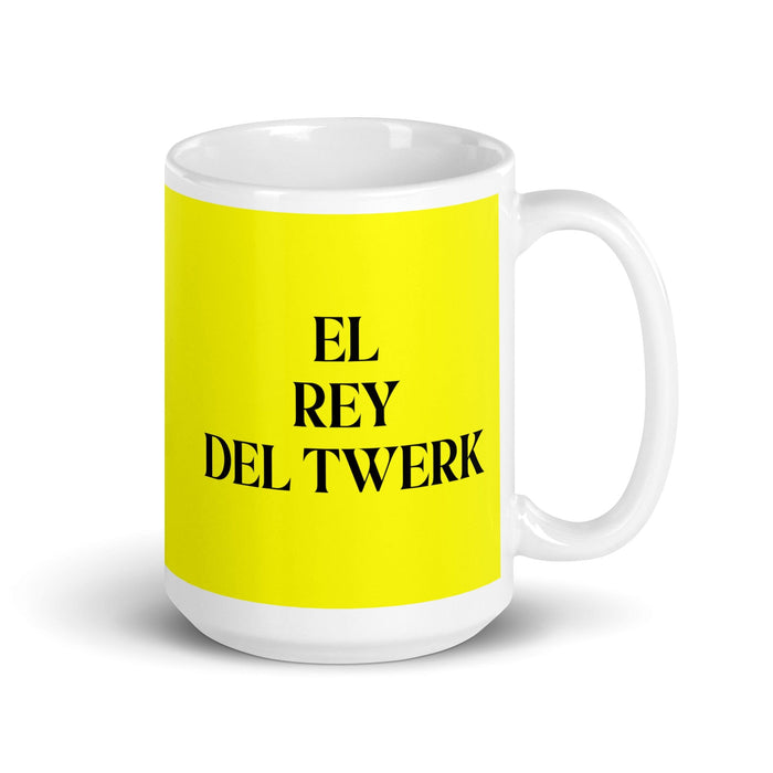 El Rey Del Twerk The Twerk Queen / King Funny Home Office Work Coffee Mug Mexican Spanish Pride Gift White Glossy Cup Yellow Card Mug Mexicada 15 oz