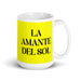 La Amante Del Sol The Sun Lover Funny Home Office Work Coffee Mug Mexican Spanish Pride Gift White Glossy Cup Yellow Card Mug Mexicada 15 oz