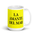 La Amante Del Mar The Sea Lover Funny Home Office Work Coffee Mug Mexican Spanish Pride Gift White Glossy Cup Yellow Card Mug Mexicada 15 oz