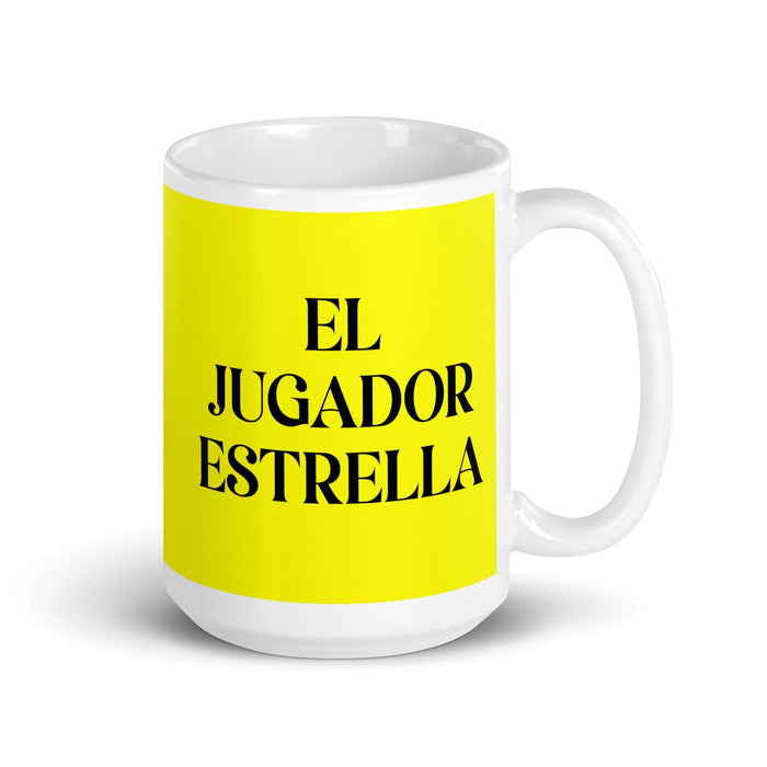 El Jugador Estrella The Star Player Funny Home Office Work Coffee Mug Mexican Spanish Pride Gift White Glossy Cup Yellow Card Mug Mexicada 15 oz