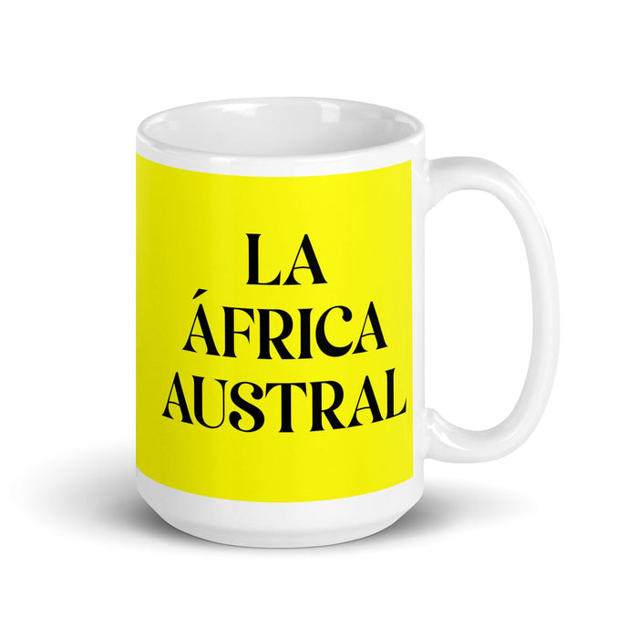 La África Austral The Southern African Funny Home Office Work Coffee Mug Mexican Spanish Pride Gift White Glossy Cup Yellow Card Mug Mexicada 15 oz