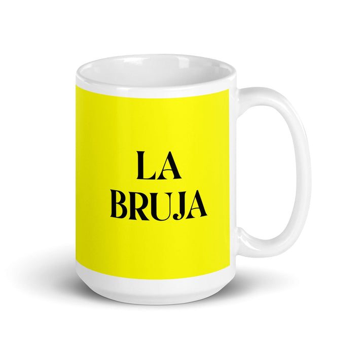 La Bruja The Witch / Wizard Funny Home Office Work Coffee Mug Mexican Spanish Pride Gift White Glossy Cup Yellow Card Mug Mexicada 15 oz