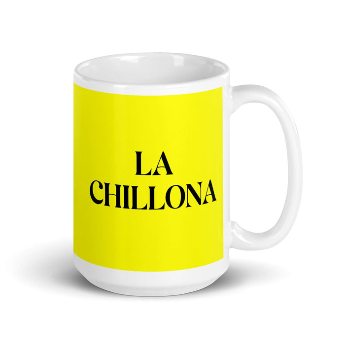 La Chillona The Crybaby Funny Home Office Work Coffee Mug Mexican Spanish Pride Gift White Glossy Cup Yellow Card Mug Mexicada 15 oz