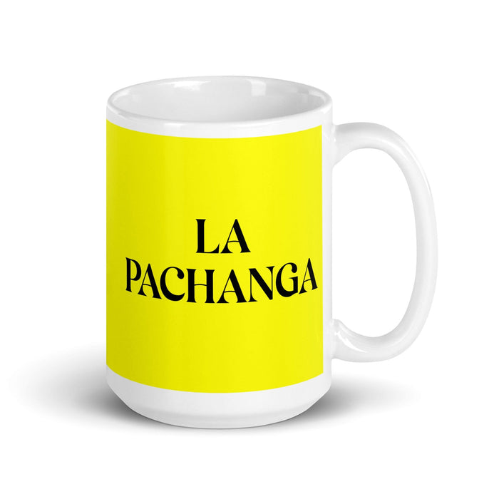 La Pachanga The Party Animal Funny Home Office Work Coffee Mug Mexican Spanish Pride Gift White Glossy Cup Yellow Card Mug Mexicada 15 oz