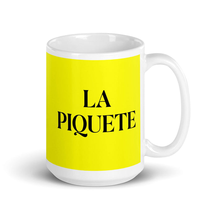 La Piquete The Picky One Funny Home Office Work Coffee Mug Mexican Spanish Pride Gift White Glossy Cup Yellow Card Mug Mexicada 15 oz