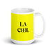 La Cool The Cool One Funny Home Office Work Coffee Mug Mexican Spanish Pride Gift White Glossy Cup Yellow Card Mug Mexicada 15 oz