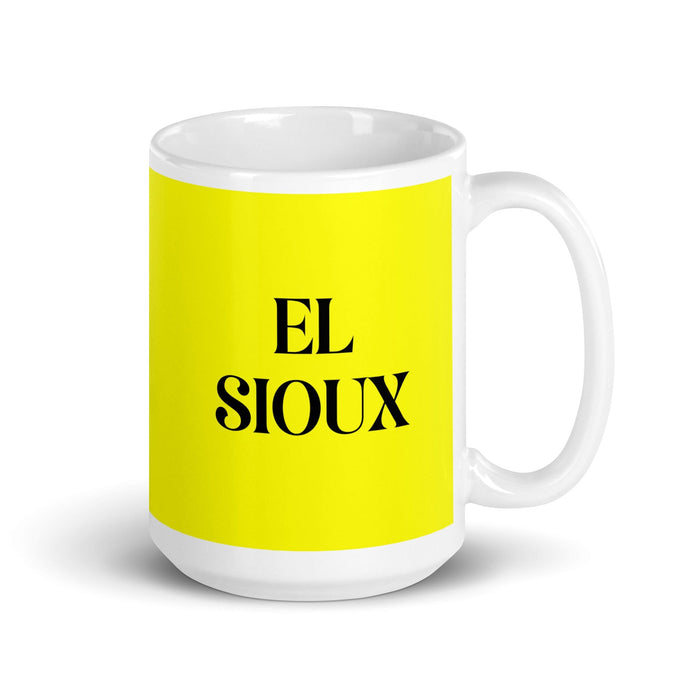 El Sioux The Sioux Funny Home Office Work Coffee Mug Mexican Spanish Pride Gift White Glossy Cup Yellow Card Mug Mexicada 15 oz