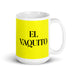 El Vaquito The Little Cow Funny Home Office Work Coffee Mug Mexican Spanish Pride Gift White Glossy Cup Yellow Card Mug Mexicada 15 oz