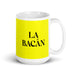 La Bacán The Awesome One Funny Home Office Work Coffee Mug Mexican Spanish Pride Gift White Glossy Cup Yellow Card Mug Mexicada 15 oz