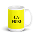 La Friki The Geek Funny Home Office Work Coffee Mug Mexican Spanish Pride Gift White Glossy Cup Yellow Card Mug Mexicada 15 oz