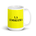 La Cosmiatra The Cosmetologist Funny Home Office Work Coffee Mug Mexican Spanish Pride Gift White Glossy Cup Yellow Card Mug Mexicada 15 oz