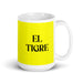 El Tigre The Tiger Funny Home Office Work Coffee Mug Mexican Spanish Pride Gift White Glossy Cup Yellow Card Mug Mexicada 15 oz