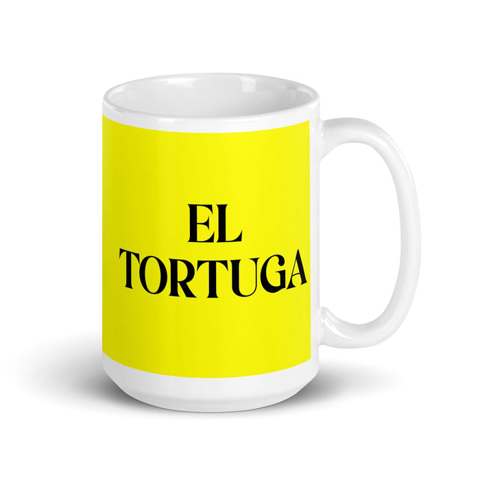 El Tortuga The Turtle Funny Home Office Work Coffee Mug Mexican Spanish Pride Gift White Glossy Cup Yellow Card Mug Mexicada 15 oz