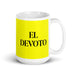 El Devoto The Devoted One Funny Home Office Work Coffee Mug Mexican Spanish Pride Gift White Glossy Cup Yellow Card Mug Mexicada 15 oz