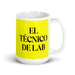 El Técnico De Lab The Lab Technician Funny Home Office Work Coffee Mug Mexican Spanish Pride Gift White Glossy Cup Yellow Card Mug Mexicada 15 oz