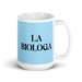 La Biologa The Biologist Funny Home Office Work Coffee Mug Mexican Spanish Pride Gift White Glossy Cup Sky Blue Card Mug Mexicada 15 oz