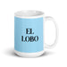 El Lobo The Wolf Funny Home Office Work Coffee Mug Mexican Spanish Pride Gift White Glossy Cup Sky Blue Card Mug Mexicada 15 oz