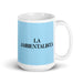 La Ambientalista The Environmentalist Funny Home Office Work Coffee Mug Mexican Spanish Pride Gift White Glossy Cup Sky Blue Card Mug Mexicada 15 oz