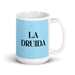 La Druida The Druid Funny Home Office Work Coffee Mug Mexican Spanish Pride Gift White Glossy Cup Sky Blue Card Mug Mexicada 15 oz