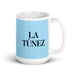 La Túnez The Tunis Resident Funny Home Office Work Coffee Mug Mexican Spanish Pride Gift White Glossy Cup Sky Blue Card Mug Mexicada 15 oz