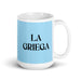 La Griega The Greek Funny Home Office Work Coffee Mug Mexican Spanish Pride Gift White Glossy Cup Sky Blue Card Mug Mexicada 15 oz