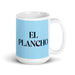 El Plancho The Well-Dressed Funny Home Office Work Coffee Mug Mexican Spanish Pride Gift White Glossy Cup Sky Blue Card Mug Mexicada 15 oz