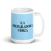 La Preparadora Física The Fitness Trainer Funny Home Office Work Coffee Mug Mexican Spanish Pride Gift White Glossy Cup Sky Blue Card Mug Mexicada 15 oz