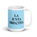 La Junta Directiva The Board Member Funny Home Office Work Coffee Mug Mexican Spanish Pride Gift White Glossy Cup Sky Blue Card Mug Mexicada 15 oz