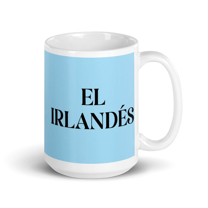 El Irlandés The Irish Funny Home Office Work Coffee Mug Mexican Spanish Pride Gift White Glossy Cup Sky Blue Card Mug Mexicada 15 oz