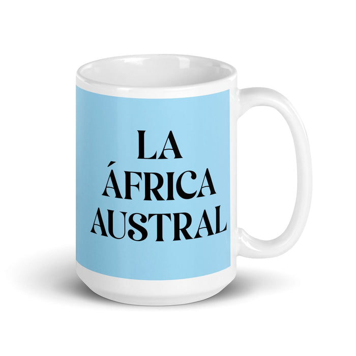 La África Austral The Southern African Funny Home Office Work Coffee Mug Mexican Spanish Pride Gift White Glossy Cup Sky Blue Card Mug Mexicada 15 oz