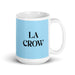 La Crow The Crow Funny Home Office Work Coffee Mug Mexican Spanish Pride Gift White Glossy Cup Sky Blue Card Mug Mexicada 15 oz