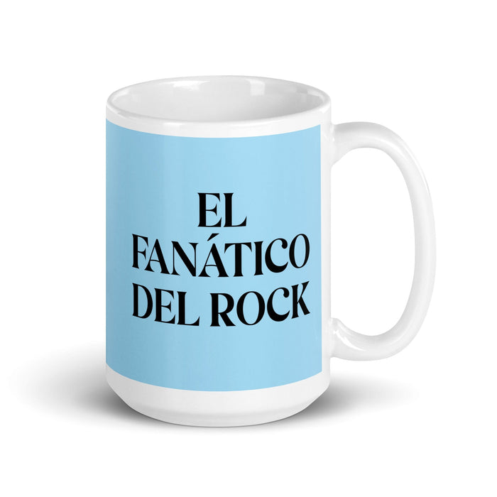 El Fanático Del Rock The Rock Music Lover Funny Home Office Work Coffee Mug Mexican Spanish Pride Gift White Glossy Cup Sky Blue Card Mug Mexicada 15 oz