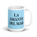 La Amante Del Mar The Sea Lover Funny Home Office Work Coffee Mug Mexican Spanish Pride Gift White Glossy Cup Sky Blue Card Mug Mexicada 15 oz