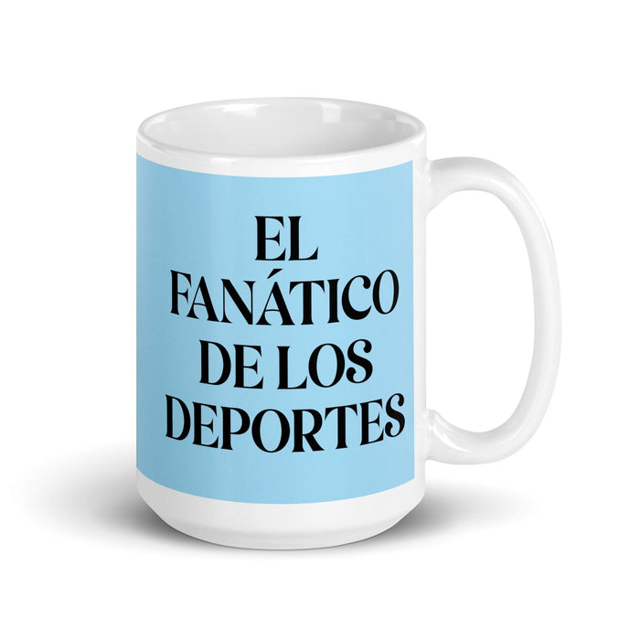 El Fanático De Los Deportes The Sports Fan Funny Home Office Work Coffee Mug Mexican Spanish Pride Gift White Glossy Cup Sky Blue Card Mug Mexicada 15 oz