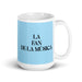 La Fan De La Música The Music Fan Funny Home Office Work Coffee Mug Mexican Spanish Pride Gift White Glossy Cup Sky Blue Card Mug Mexicada 15 oz