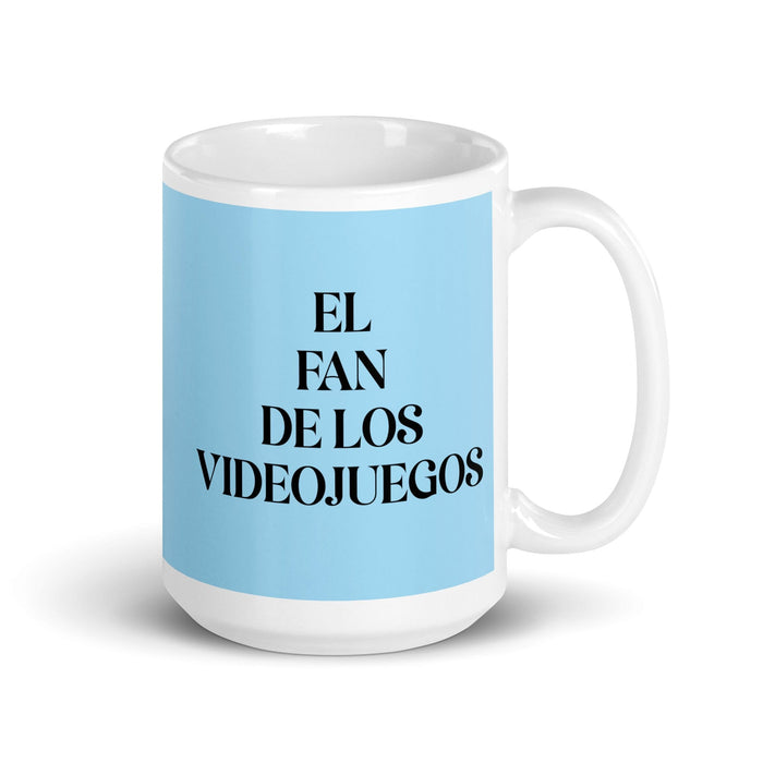 El Fan De Los Videojuegos The Video Game Fan Funny Home Office Work Coffee Mug Mexican Spanish Pride Gift White Glossy Cup Sky Blue Card Mug Mexicada 15 oz