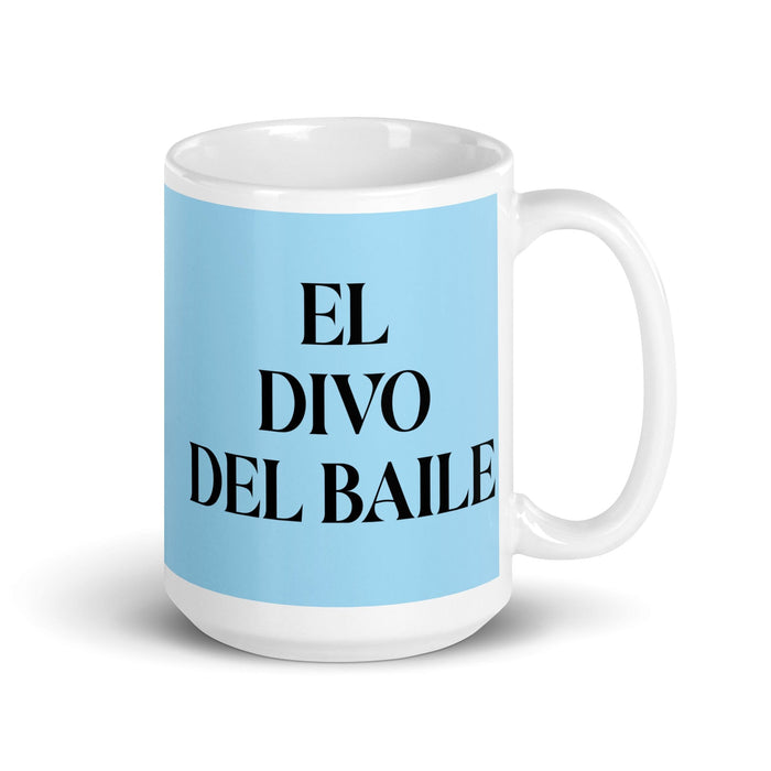 El Divo Del Baile The Dance Diva Funny Home Office Work Coffee Mug Mexican Spanish Pride Gift White Glossy Cup Sky Blue Card Mug Mexicada 15 oz