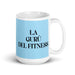 La Gurú Del Fitness The Fitness Guru Funny Home Office Work Coffee Mug Mexican Spanish Pride Gift White Glossy Cup Sky Blue Card Mug Mexicada 15 oz