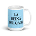 La Reina Del Caos The Queen Of Chaos / The King Of Chaos Funny Home Office Work Coffee Mug Mexican Spanish Pride Gift White Glossy Cup Sky Blue Card Mug Mexicada 15 oz