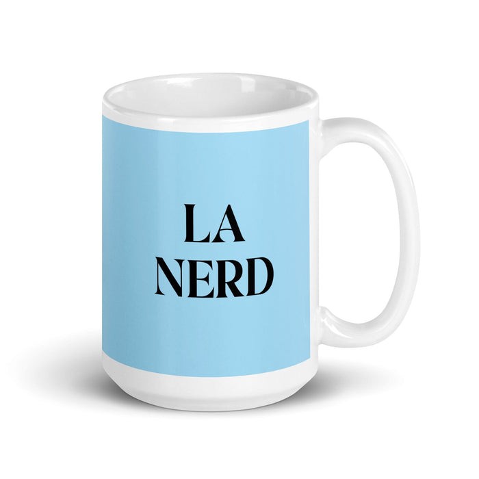 La Nerd The Nerd Funny Home Office Work Coffee Mug Mexican Spanish Pride Gift White Glossy Cup Sky Blue Card Mug Mexicada 15 oz