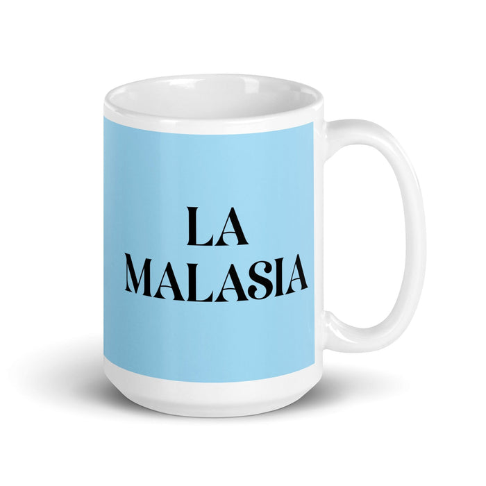 La Malasia The Malaysian Funny Home Office Work Coffee Mug Mexican Spanish Pride Gift White Glossy Cup Sky Blue Card Mug Mexicada 15 oz