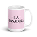 La Panadera The Baker Funny Home Office Work Coffee Mug Mexican Spanish Pride Gift White Glossy Cup Light Pink Card Mug Mexicada 15 oz